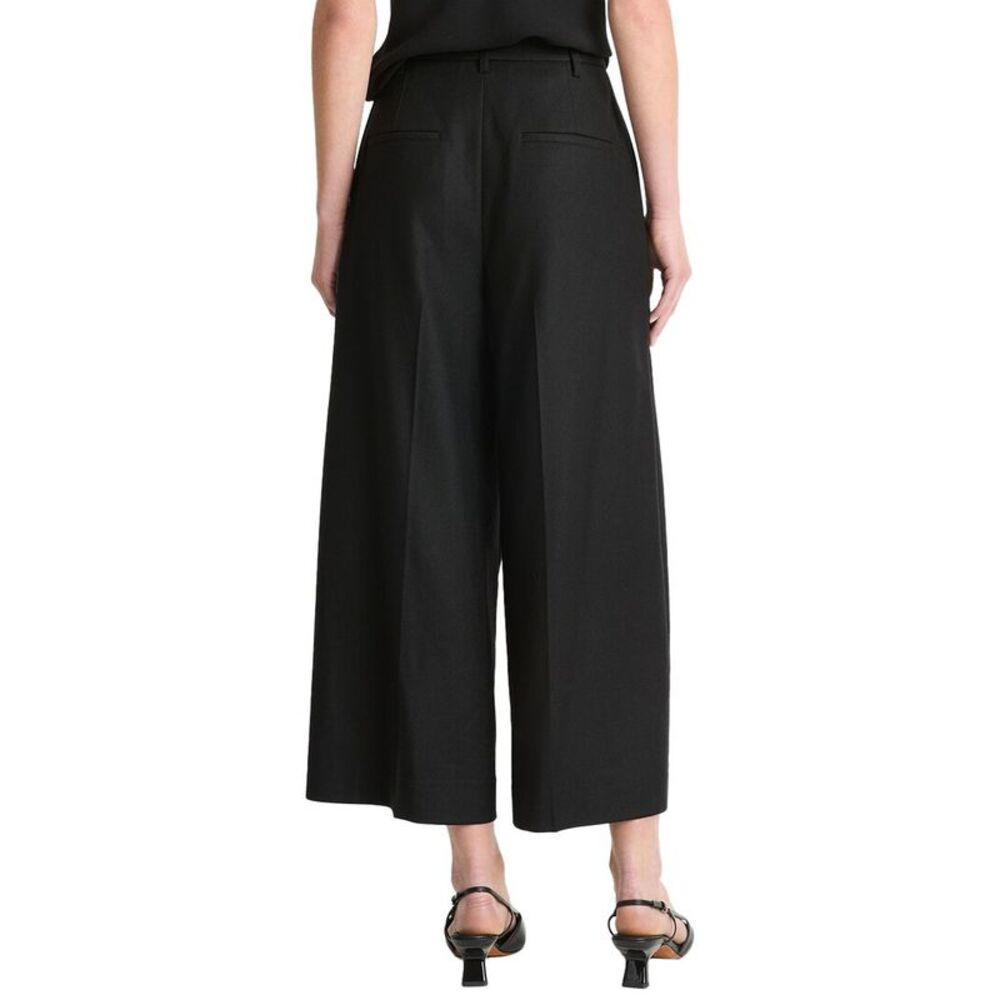 Vince Womens  Mid-Rise Brushed Flannel Wool-Blend Culotte, Black - Picture 2 of 4